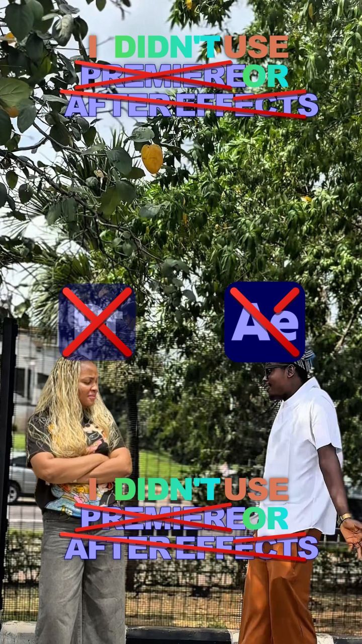 The captions: words placed away from both faces
